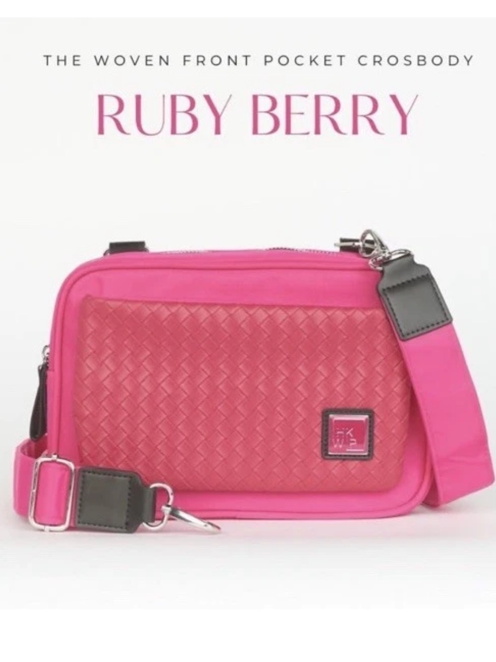 IHKWIP The Woven Front Pocket Crossbody Ruby Berry New With Tags Pink Wristlet